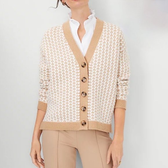 Ann Taylor Textured V-Neck Cardigan - Picture 1 of 8